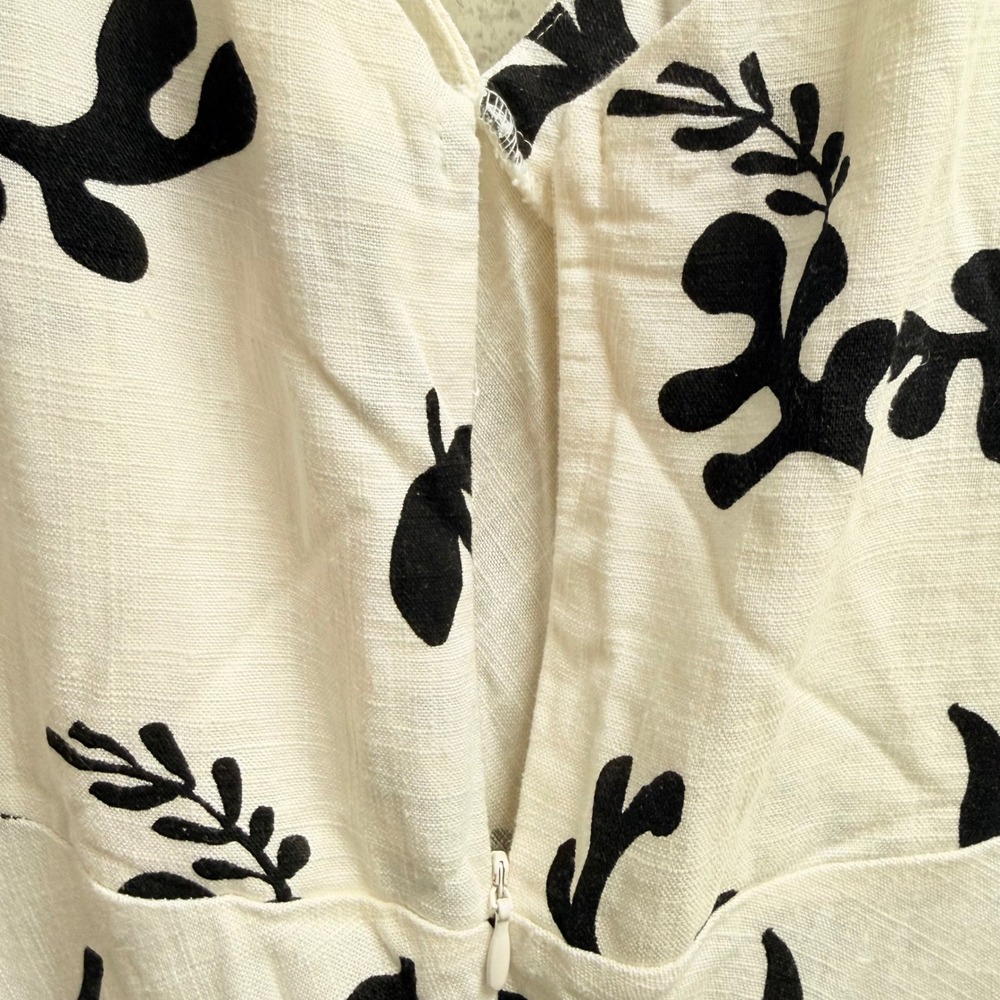 Paper Heart M White Black Floral Strappy Sleeveless Maxi Rayon Linen Sundress - Picture 8 of 11